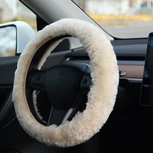 Natural Automotive Classic Sheepskin Steering Wheel Cover | 1-Piece | Beige